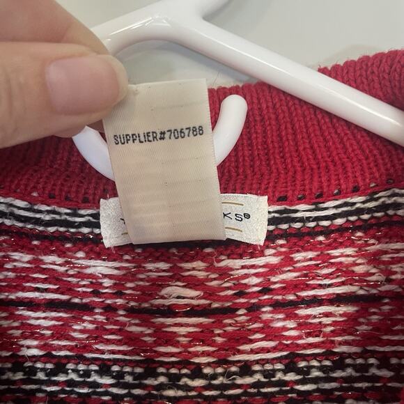 Yarnworks Vintage Full Zip Christmas Tree Cardigan Sz M Fair Isle Knit Womens - Picture 5 of 9